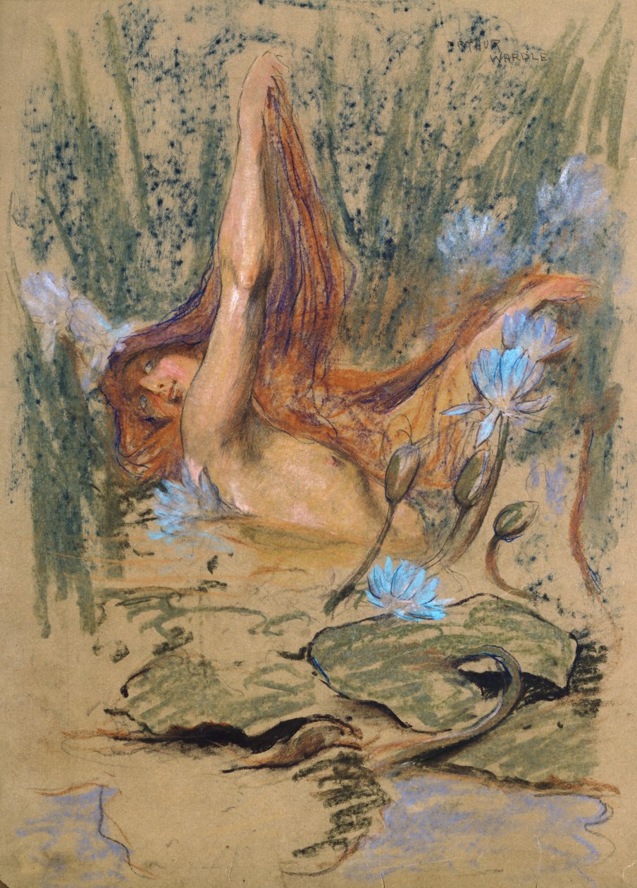 Nymphea, ca. 1890 (pastell, blyant og akvarell på papir) av Arthur Wardle