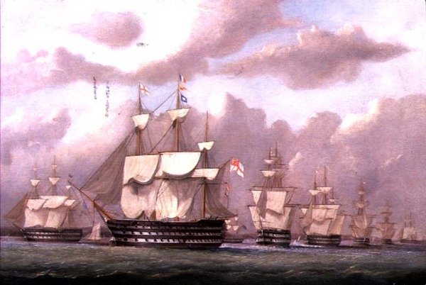 Viseadmiralen for den hvite ankommer Spithead av Arthur Wellington Fowles