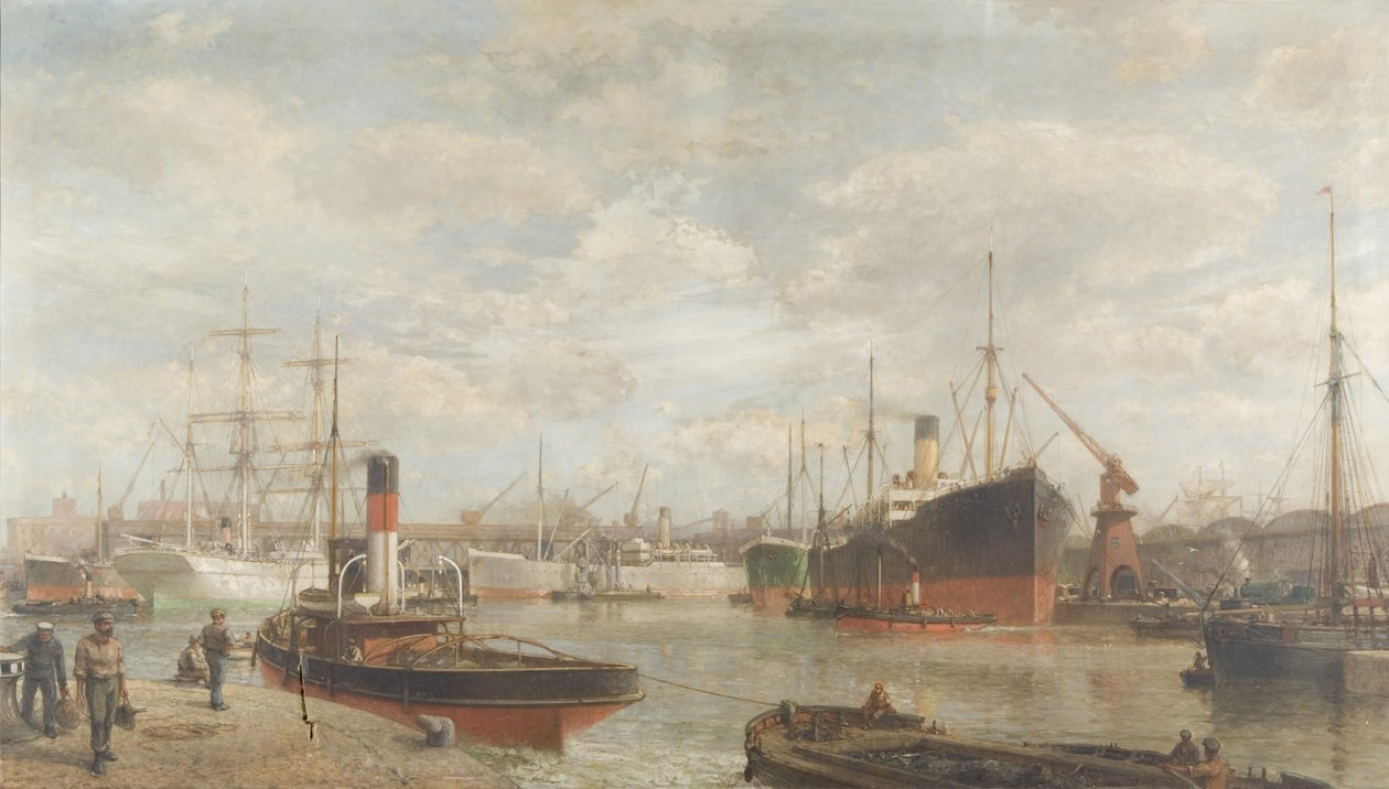 Et glimt i 1920 av Royal Edward Dock, Avonmouth av Arthur Wilde Parsons
