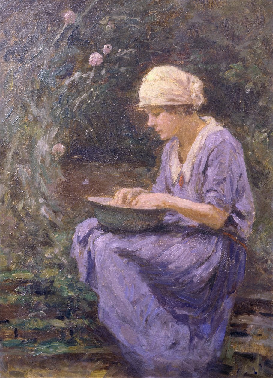 Girl at Work (olje på lerret) av Arthur Winter Shaw