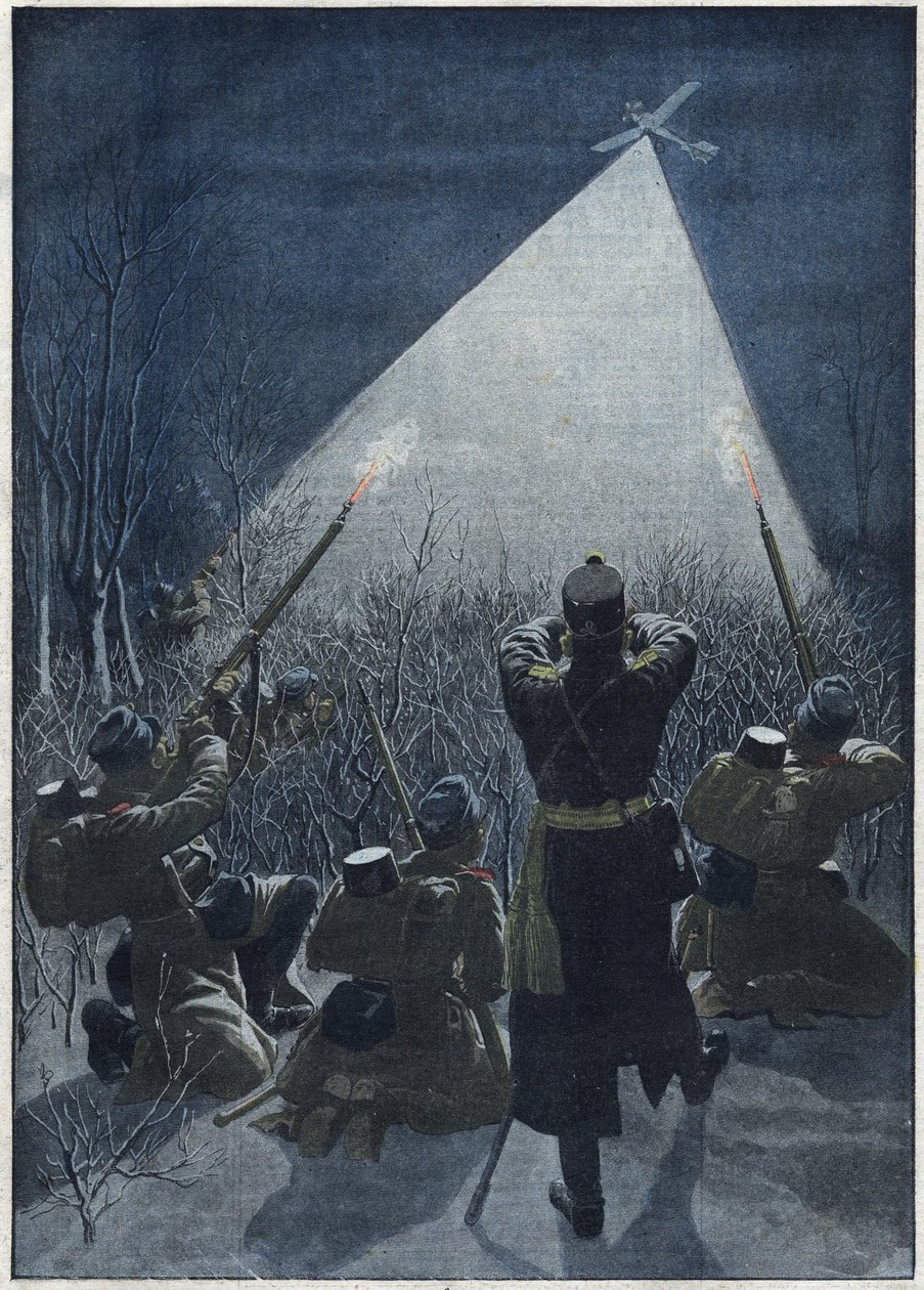 1913: Ved grensene til Galicia skyter østerrikere på russiske rekognoseringsfly (luftvernfly) av Artist Unknown