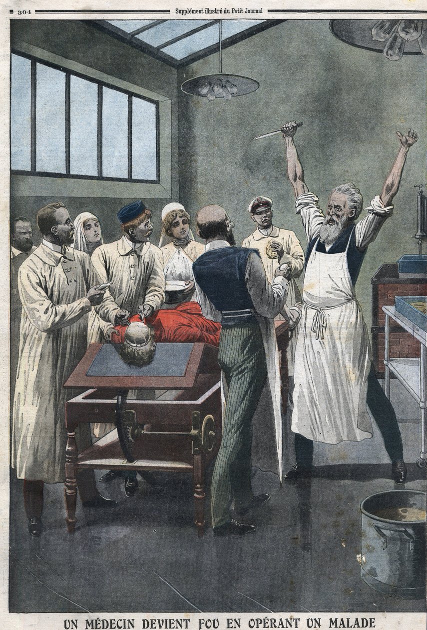 En kirurg ble gal mens han opererte en pasient på et sykehus i Razomin, Tsjita, Russland av Artist Unknown