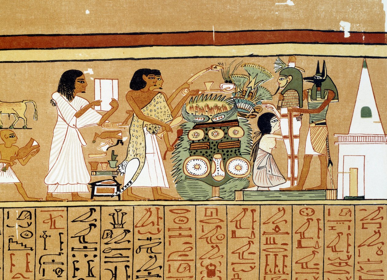 Kunst i Egypt: den avdødes mumie får den siste omsorgen. av Artist Unknown
