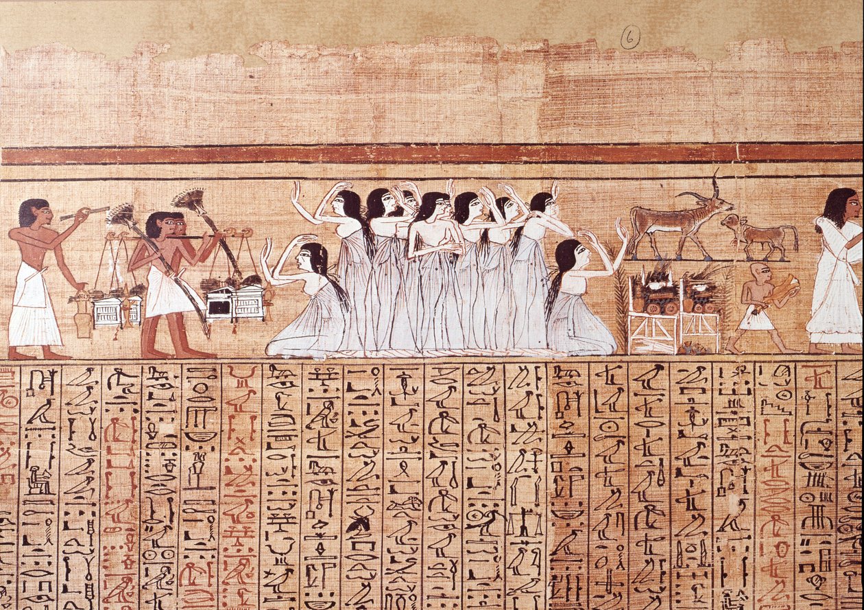 Kunst Egypt: gråten. Høyskolen ligner på papyrusen til Ani, fra Theben. av Artist Unknown