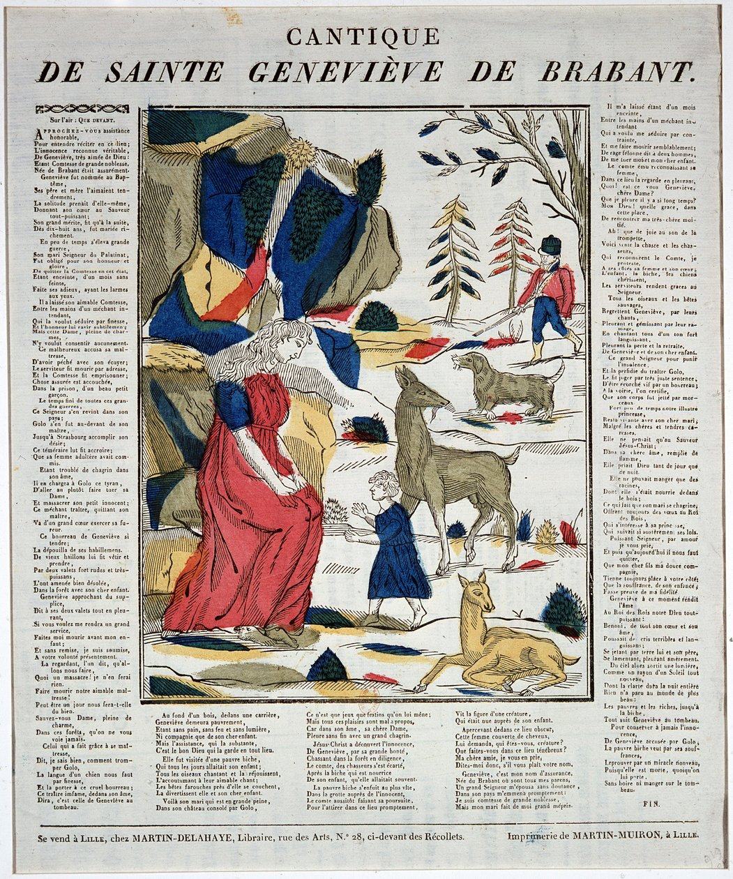 Kantikkel av den hellige Geneviève av Brabant - tresnitt. av Artist Unknown