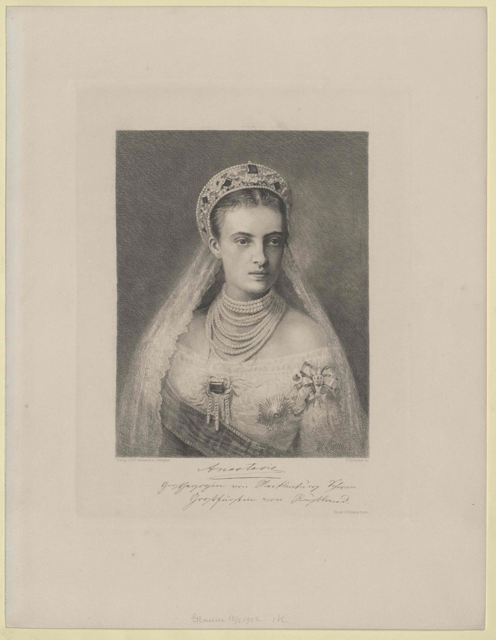 Storhertuginne av Russland Anastasia Mikhailovna av Artist Unknown