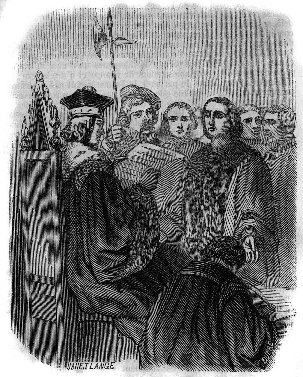 Dom over Jacques Coeur, en fransk forretningsmann arrestert for mislighold i 1451, dømt til fengsel, og eiendommen hans ble konfiskert. av Artist Unknown