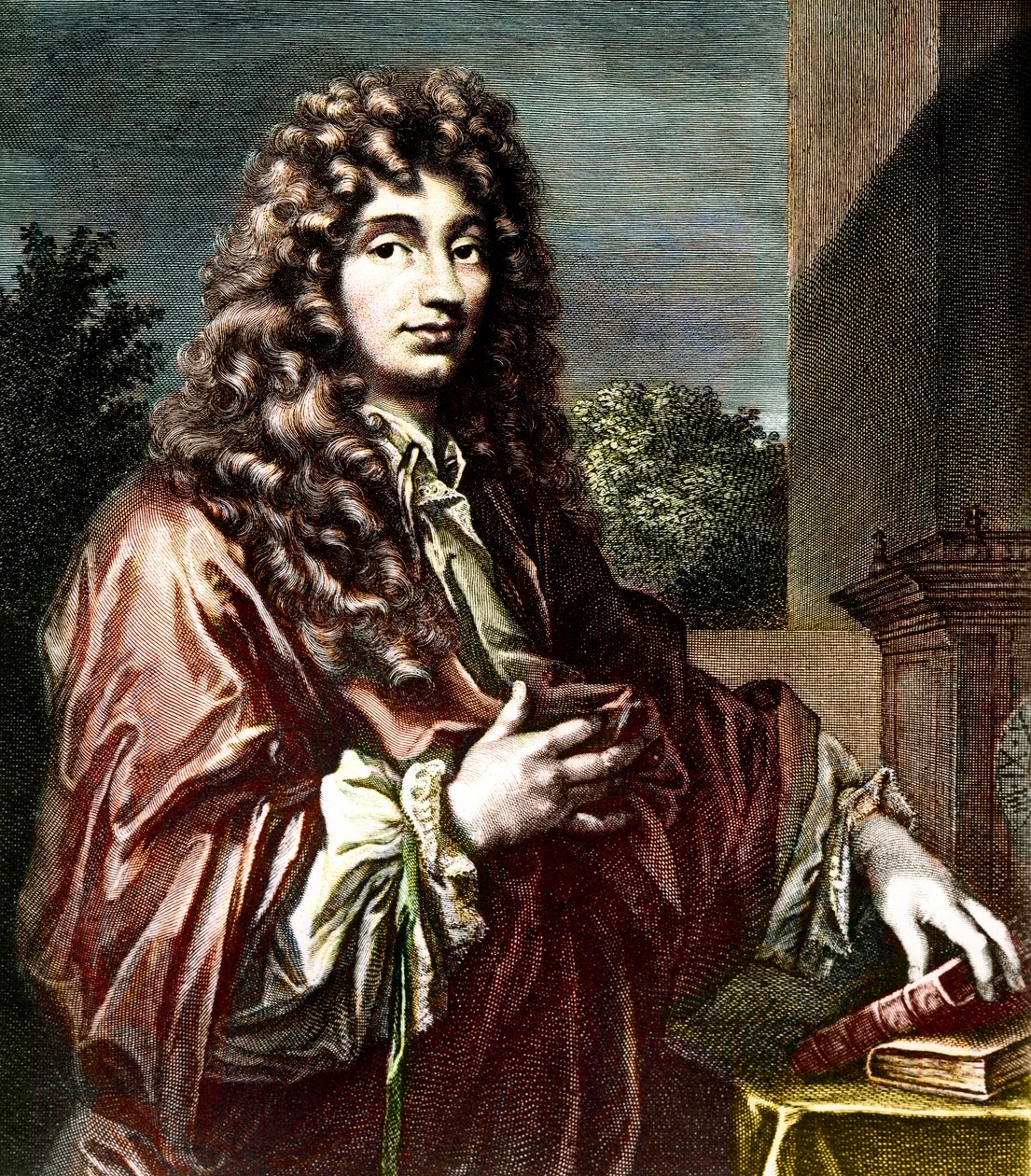 Portrett av CHRISTIAN HUYGENS (1629-1695) - nederlandsk matematiker, fysiker og astronom - Farget gravering - Portrett av Christiaan Huygens - nederlandsk fysiker og matematiker (1629-1695). av Artist Unknown