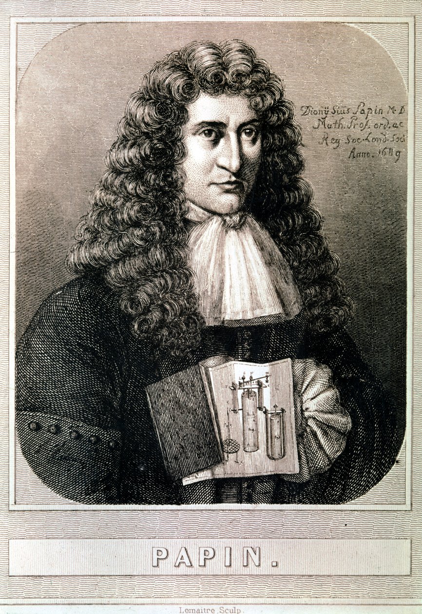 Portrett av Denis Papin (etsing) av Artist Unknown