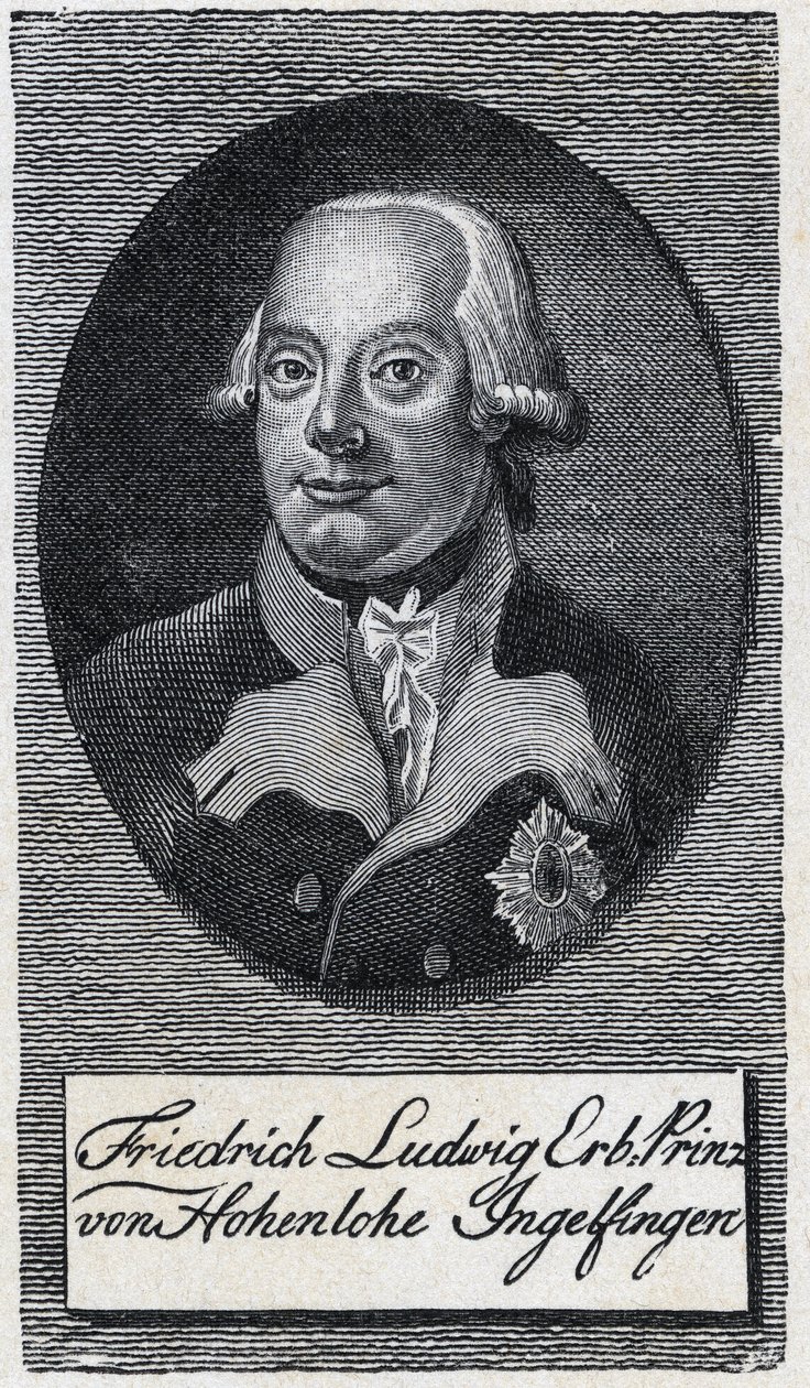 Portrett av Frederic-Louis av Hohenlohe-Ingelfingen av Artist Unknown