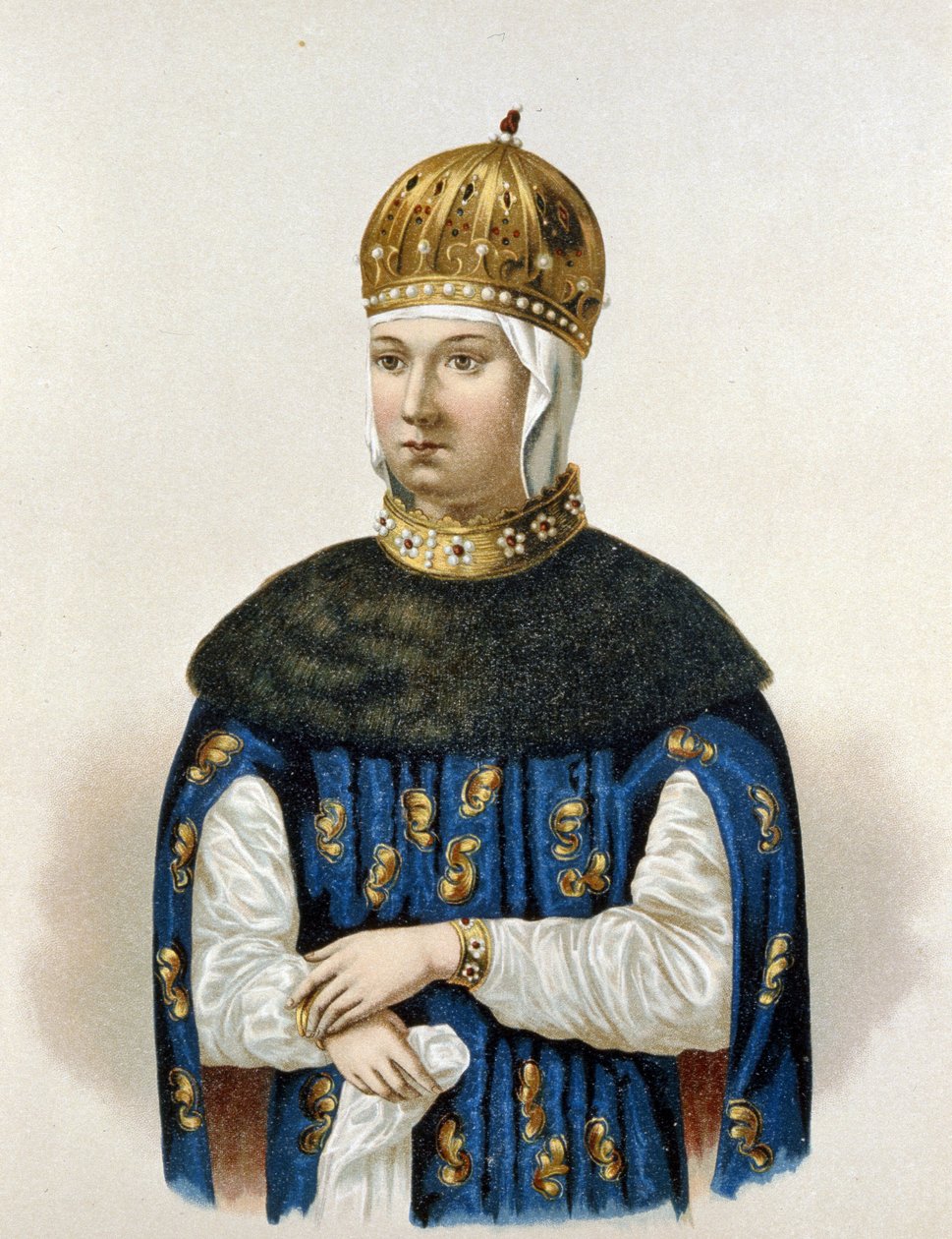 Portrett av Maria Ilyinichna Miloslavskaia (1625-1669) (litho) av Artist Unknown