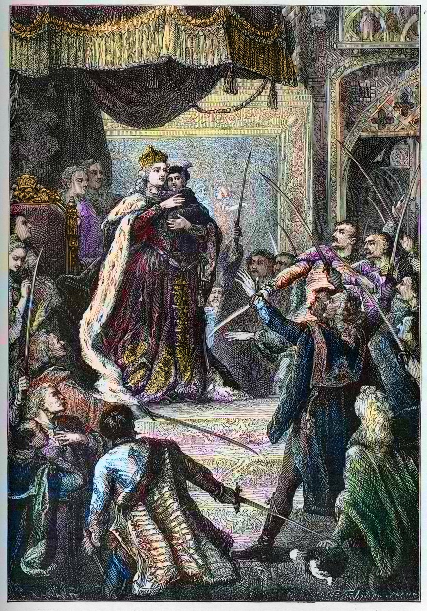 Imperiet Marie-Therese av Østerrike mottok under sitt besøk i parlamentet i Bratislava den ungarske adelsmannens troskapseden av Artist Unknown
