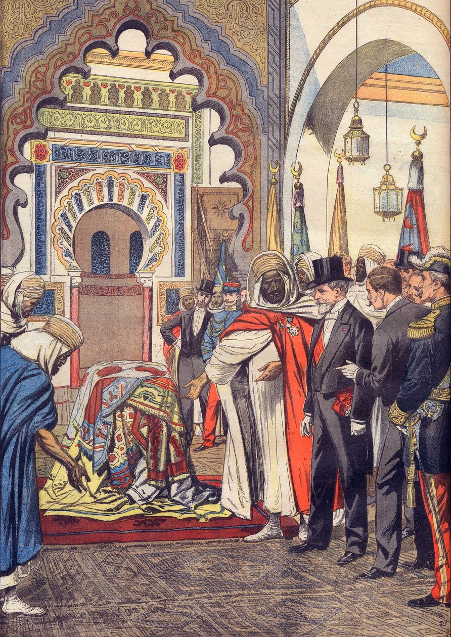 Den franske republikks president, Émile Loubet, besøker moskeen i Sidi Bou Medine i Tlemcen, Algerie. av Artist Unknown