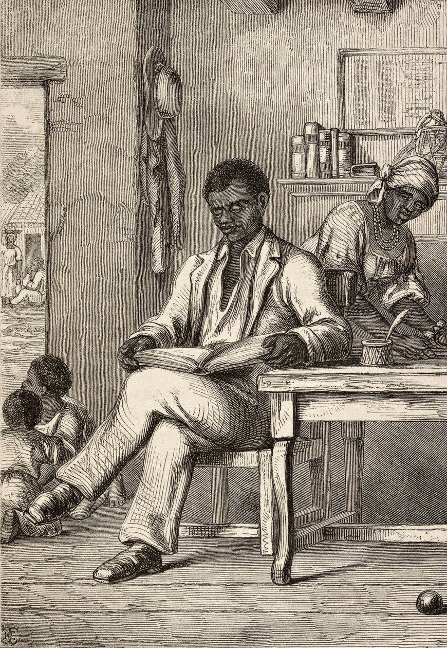 Toussaint L#39;Ouverture leser Abbé Raynals verk av Artist Unknown