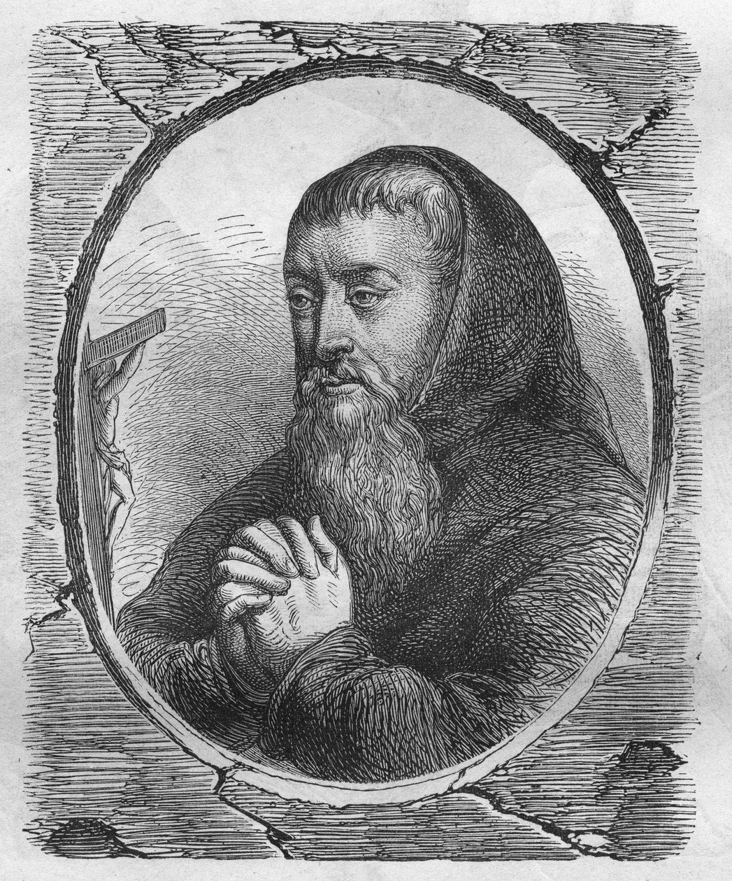 Portrett av François Joseph Le Clerc du Tremblay, marki de Maffliers, kjent som pater Joseph Capuchin, religiøs og fransk statsmann. av Artist Unknown