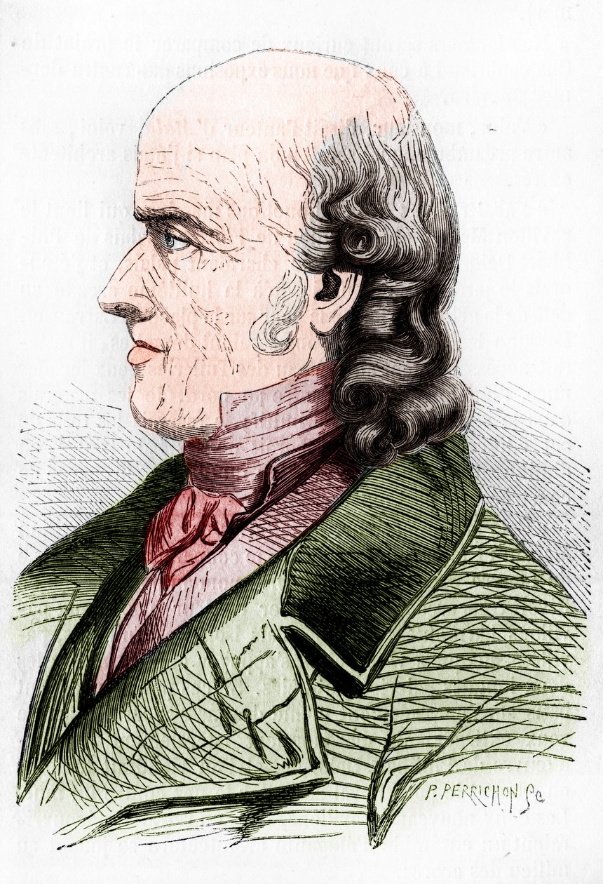 Portrett av Samuel Hahnemann, homeopatiens far. av Artist Unknown