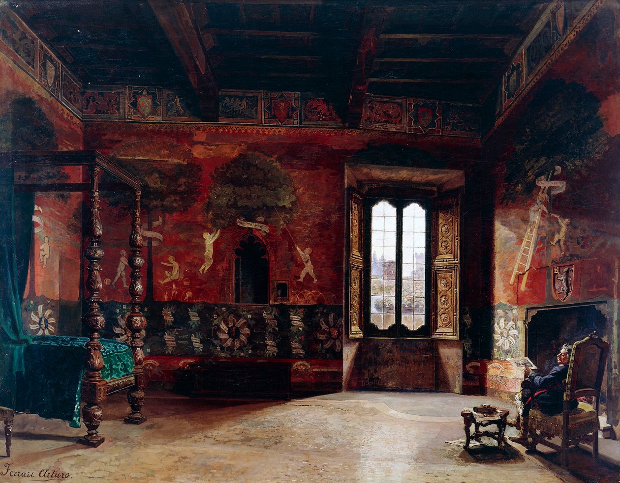 Interiør, Arturo Ferrari (1861-1932), olje på lerret av Arturo Ferrari