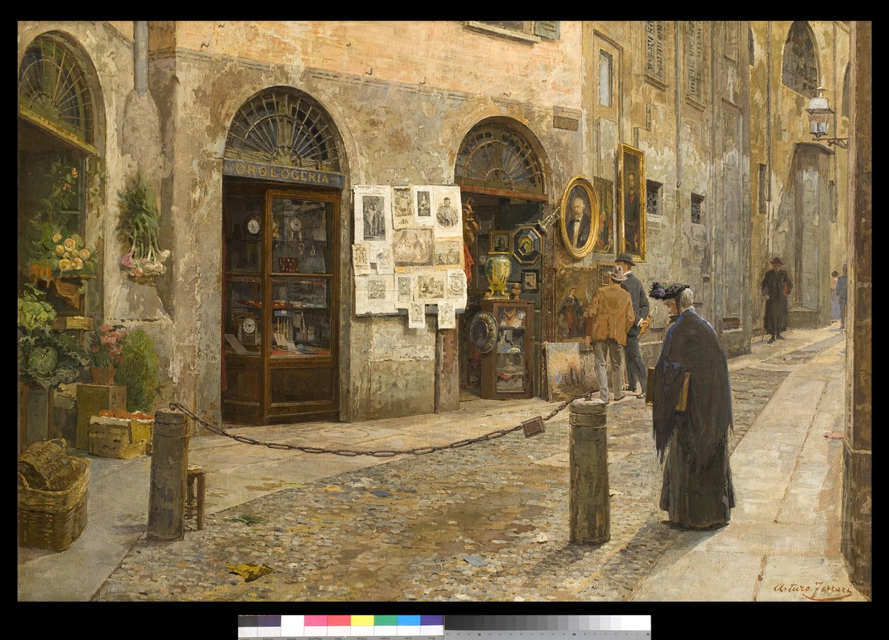 Via San Bernardino alle Ossa i Milano, Italia, 1912 av Arturo Ferrari