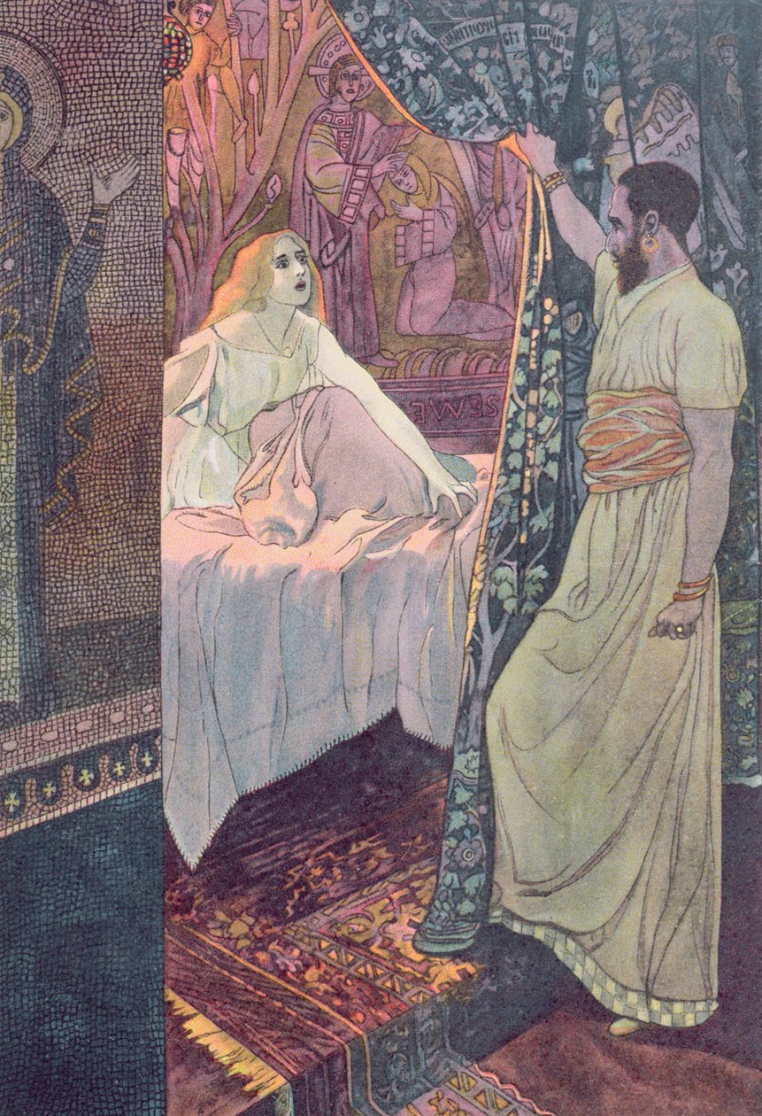 Othello and Desdemona, scene fra 'Othello' av William Shakespeare (1564-1616) ca. 1900 av Artus Scheiner
