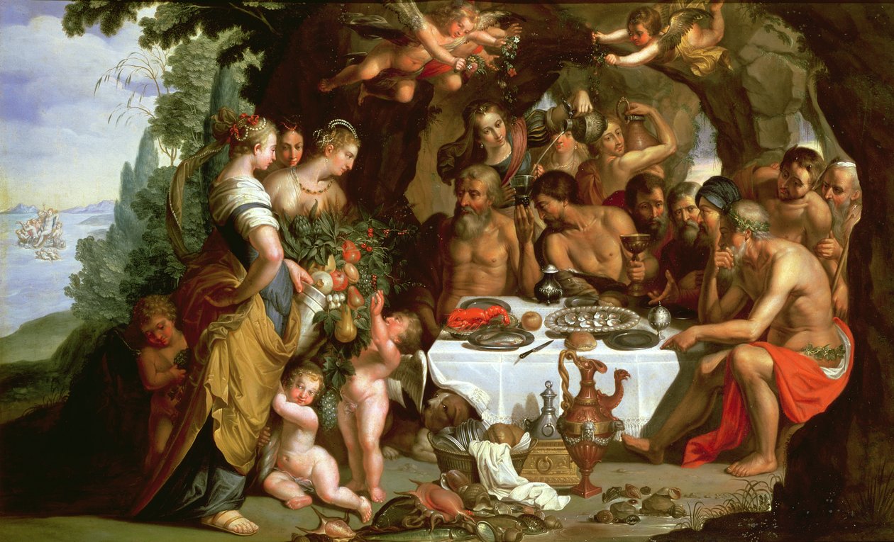 The Feast of Achelous, 1625-29 (olje på kobber) av Artus Wollfort