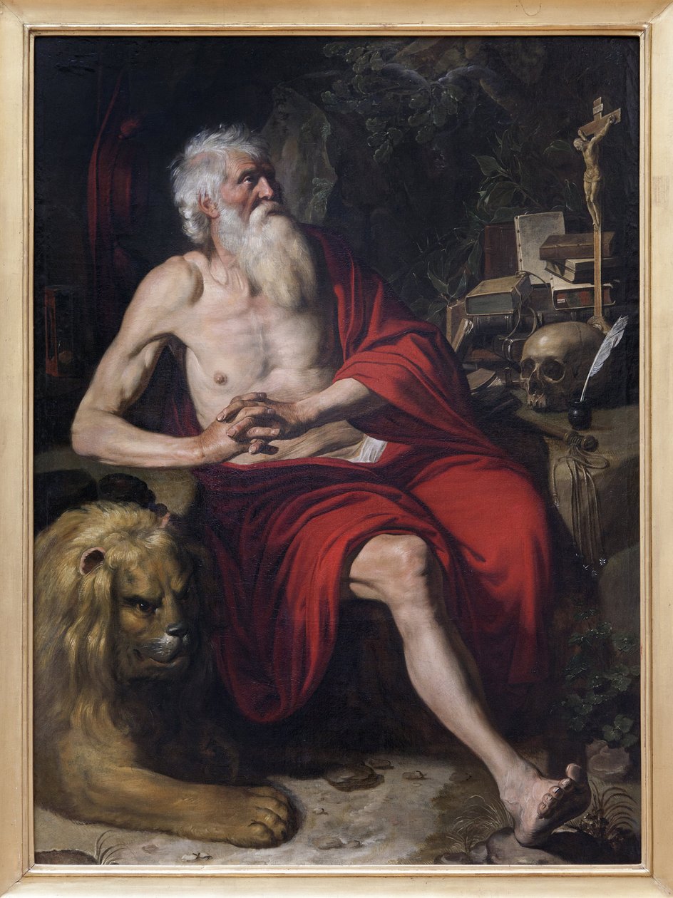 Saint Hieronymus mediterer, maleri tilskrevet Artus Wolffort (1581-1641). Fotografi, KIM Youngtae, Lyon, Musee des Beaux Arts de Lyon. av Artus Wolfaerts or Wolffort