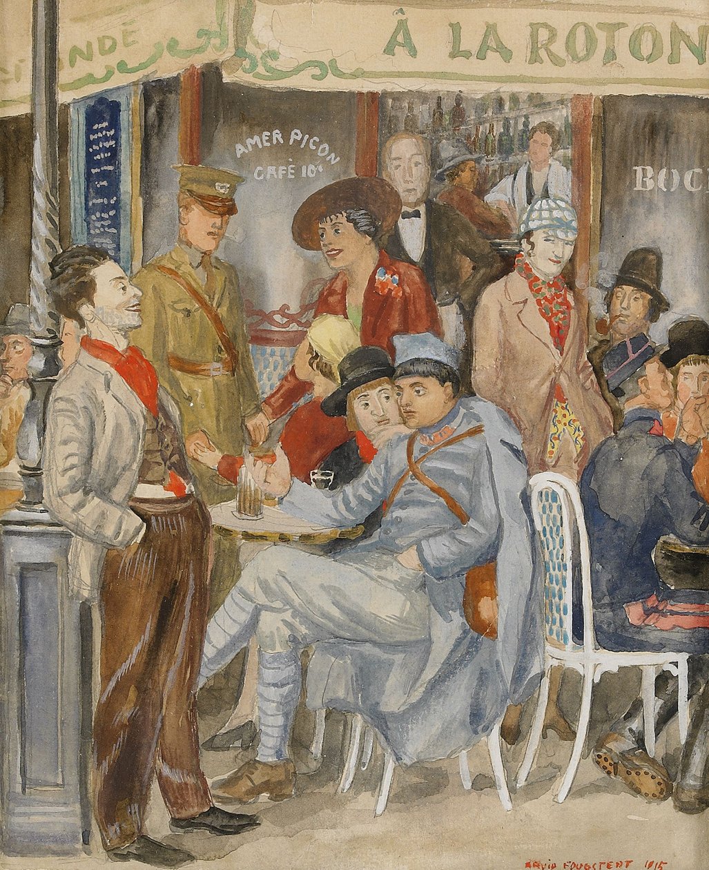 Café La Rotonde Moise Kisling i ferien, 1915. av Arvid Fougstedt