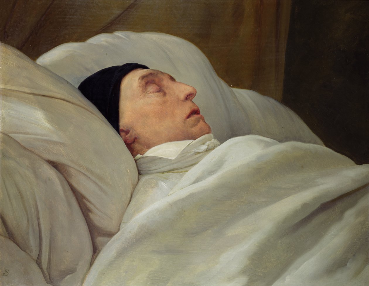 Marie Joseph (1757-1834) Marquis de La Fayette, på sitt dødsleie av Ary Scheffer