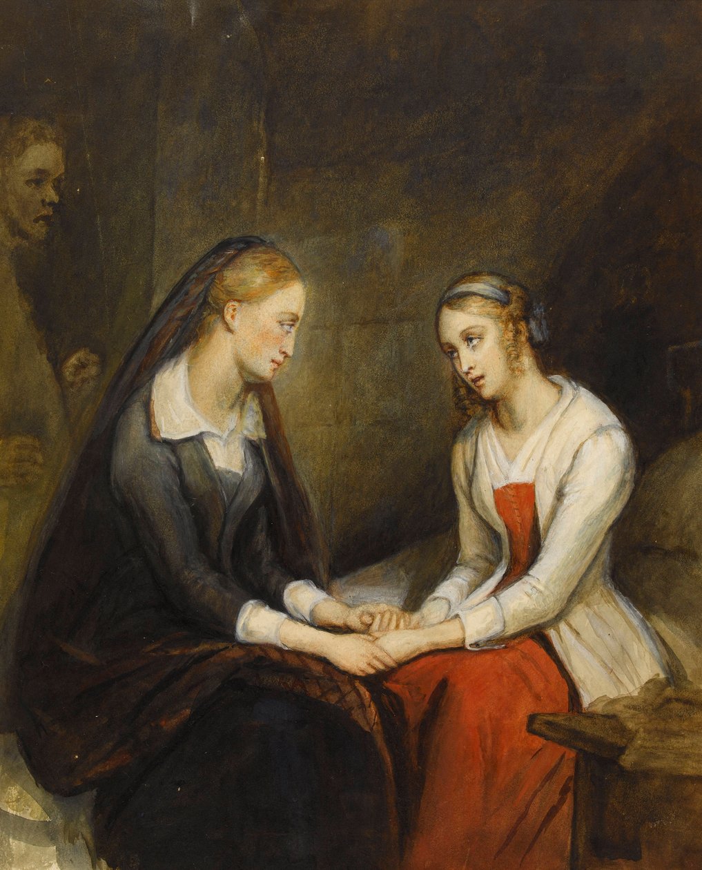 Effie og Jeanie Deans. Etter Walter Scotts The Heart of Mid-Lothian, første kvartal av 1800-tallet. av Ary Scheffer