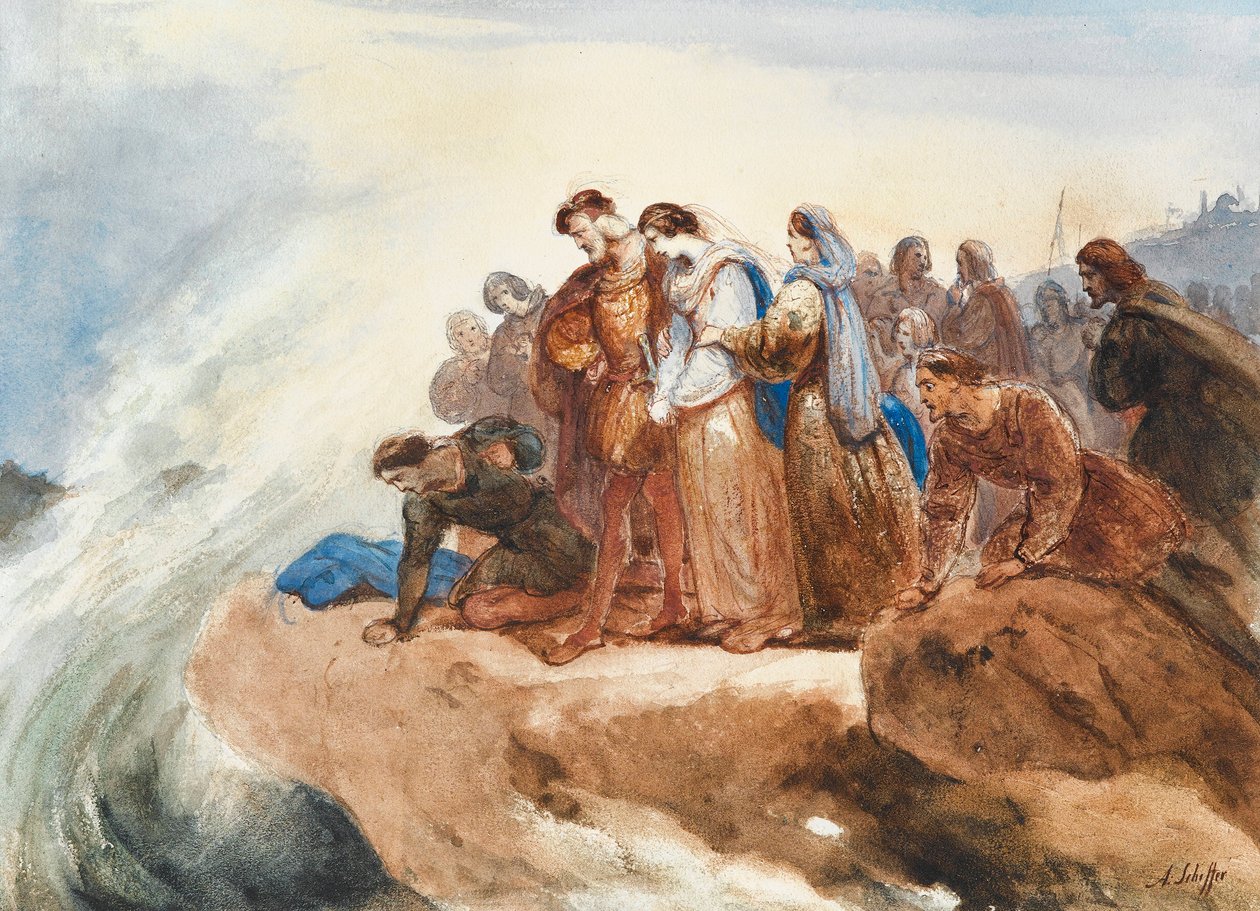 Illustrasjon til balladen Der Taucher The Diver av Friedrich Schiller. av Ary Scheffer