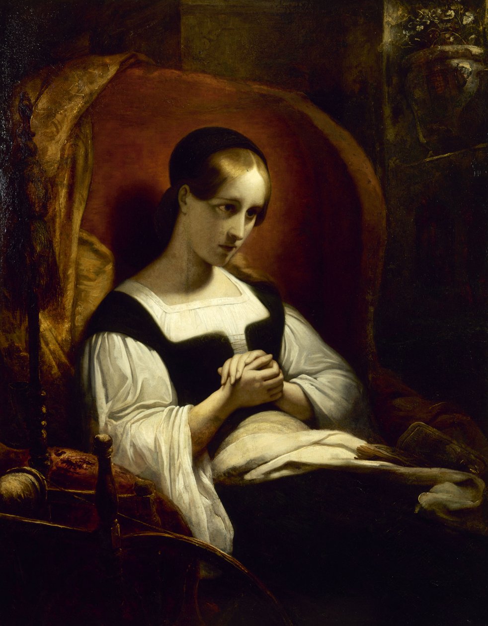 Marguerite au rouet Gretchen ved spinnehjulet, ca. 1831. av Ary Scheffer