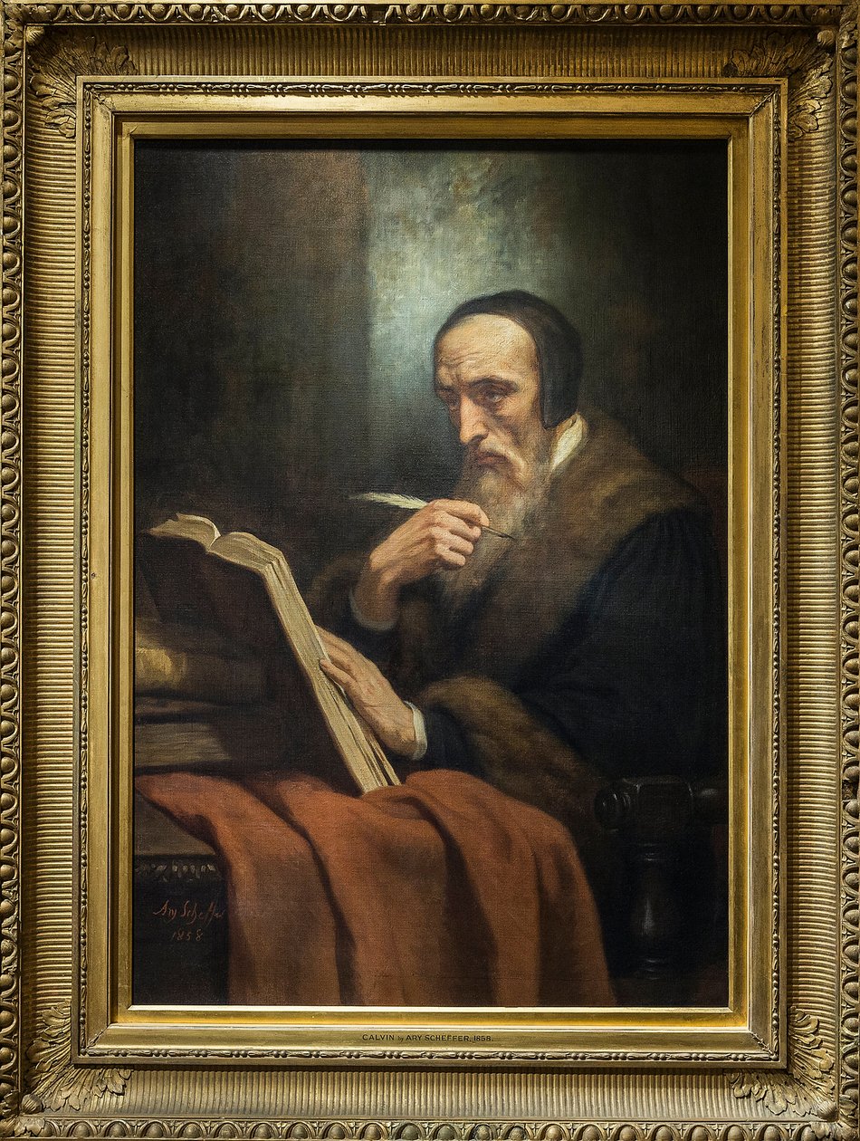 Portrett av John Calvin (Jean Cauvin), fransk forfatter, teolog og pastor under den protestantiske reformasjonen (1509-1564) - maleri av Ary Scheffer (1795-1858). musee de la vie romantique - Paris av Ary Scheffer