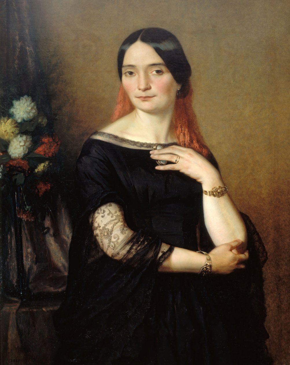 Portrett av skuespillerinnen Mademoiselle Mars Anne Francoise Hyppolyte Boutet 1779-1847. av Ary Scheffer