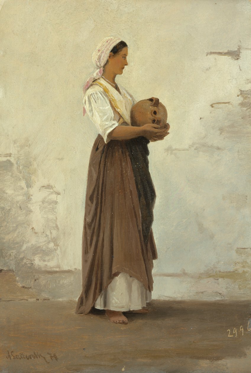 Jente fra Capri, 1871 (olje på papir lagt ned på papp) av Ascan Lutteroth