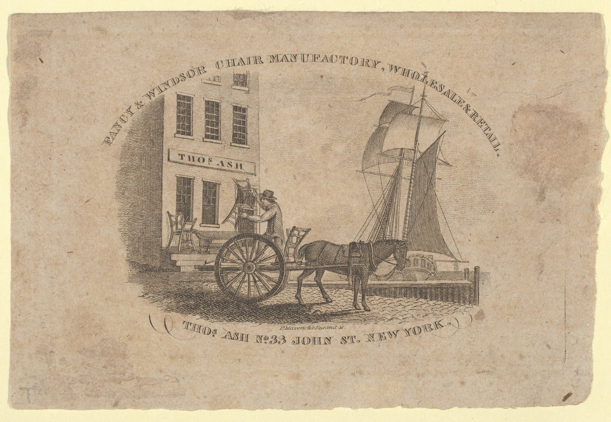 Fancy & Windsor Chair Manufactory, engros og detaljhandel, Thomas Ash, nr. 33 John Street, New..., 1817 av Asher Brown Durand