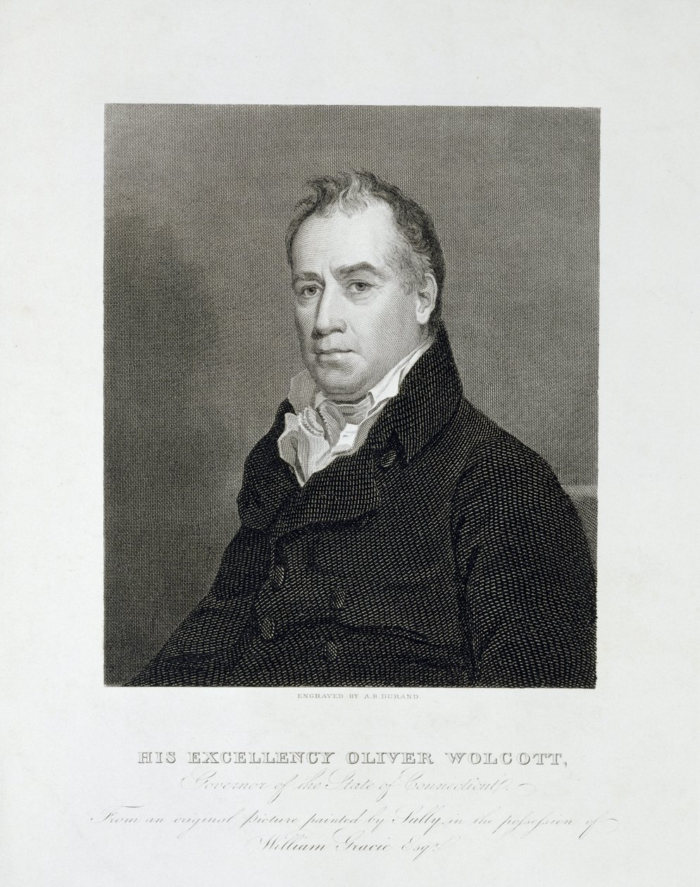 Hans eksellens Oliver Wolcott, guvernør i staten Connecticut, ca. 1820 (linjegravering) av Asher Brown Durand