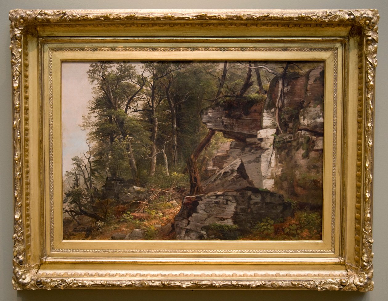 Trær på en steinete åsside, ca. 1849. av Asher Brown Durand