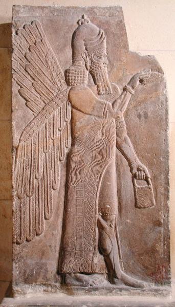 Relieff som viser en bevinget ånd, fra Palace of Sargon II i Khorsabad, Irak av Assyrian