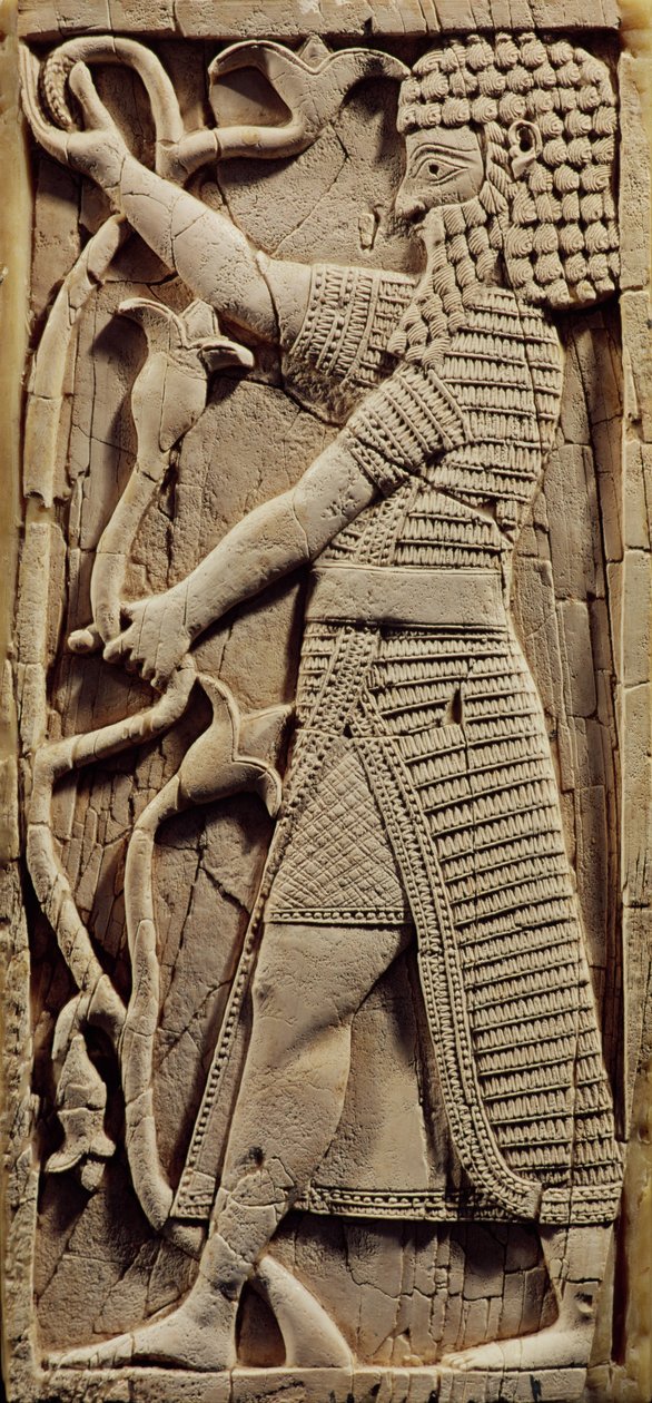 Relieff som viser en kriger, fra palasset til Salmanassar III (858-823 f.Kr.) Nimrud (se også 231660) av Assyrian