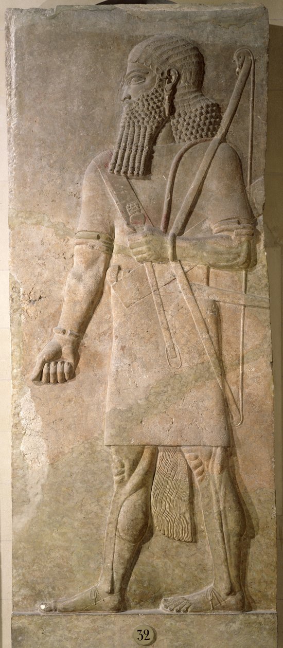 Relieff av en assyrisk kriger, fra Palace of Sargon II i Khorsabad, Irak av Assyrian