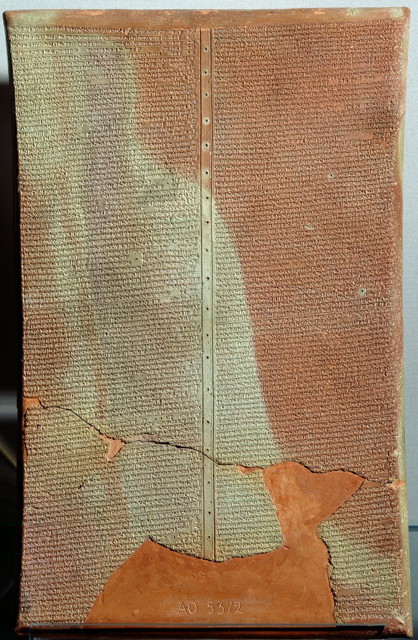 Nettbrett påskrevet med historien til kong Sargon II (721-705 f.Kr.) knyttet til hans åttende felttog mot Urartu i 714 f.Kr., fra Khorsabad (terrakotta) av Assyrian