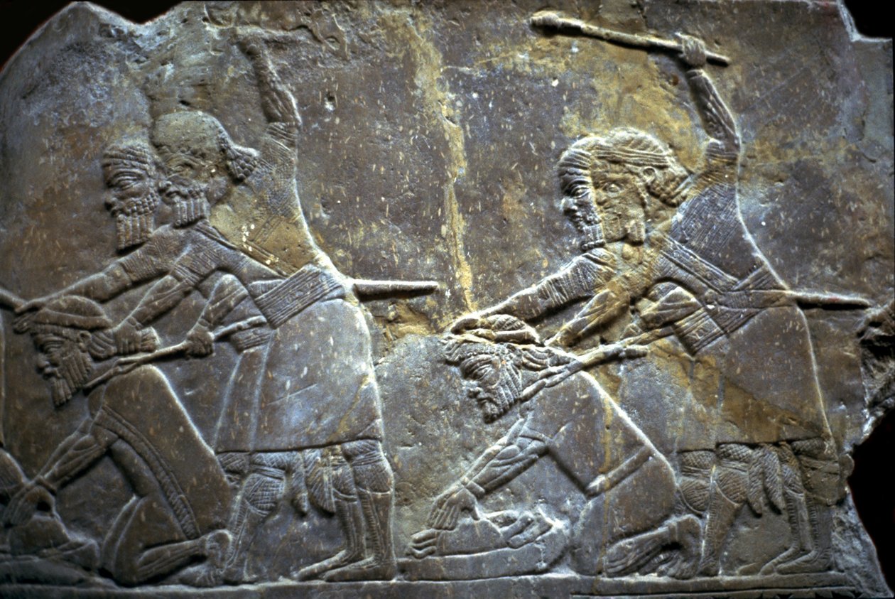Ashurbanipal i slaget ved Til-Tuba, 650-620 f.Kr av Assyrian