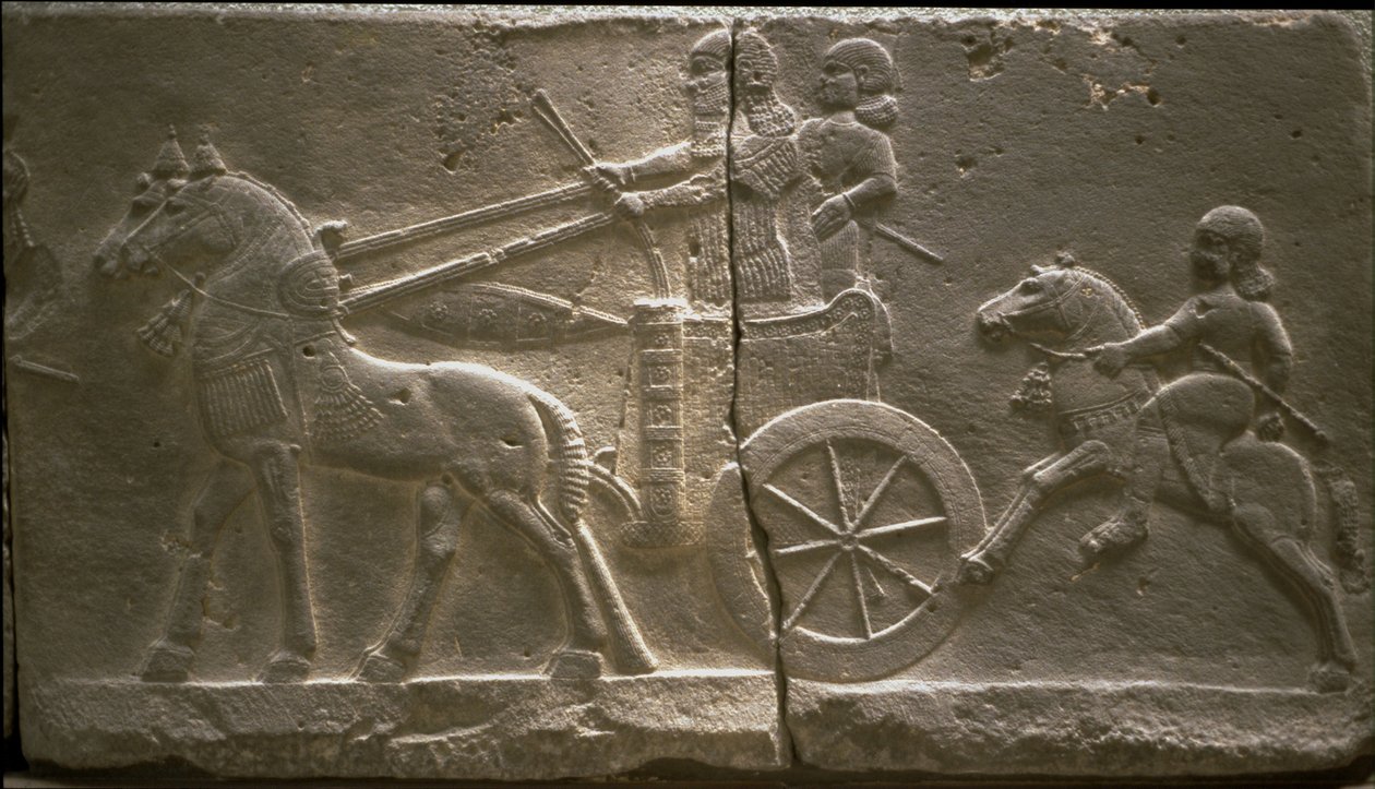 Vogn og kavalerist, 800-tallet. f.Kr av Assyrian