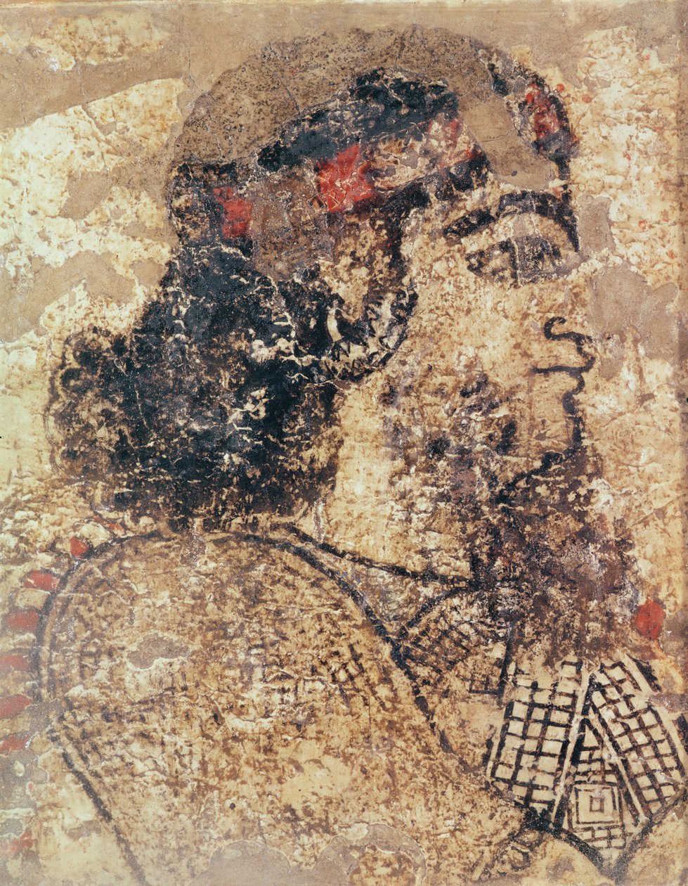Hodet til en skjeggete mann fra Tell-Ahmar, Syria av Assyrian