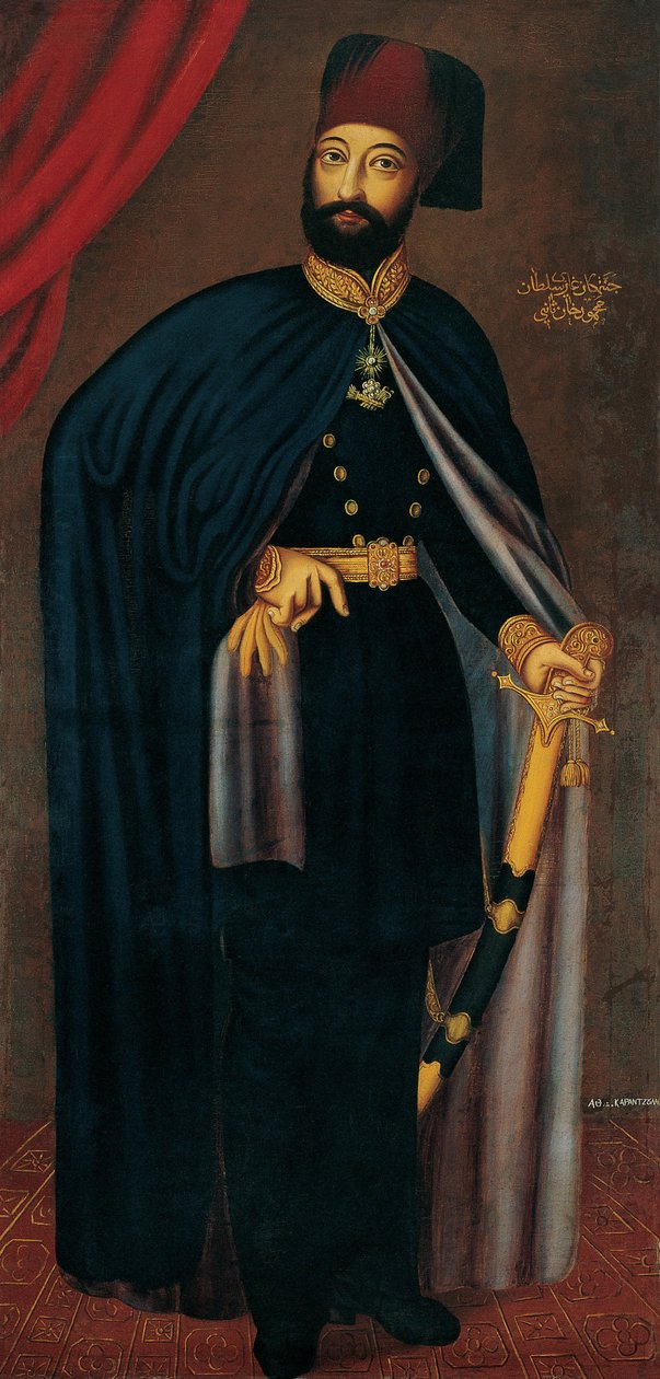 Portrett av Mahmud II 1785-1839, Sultan av det osmanske riket, etter 1828 av Athanasios Karantzoulas