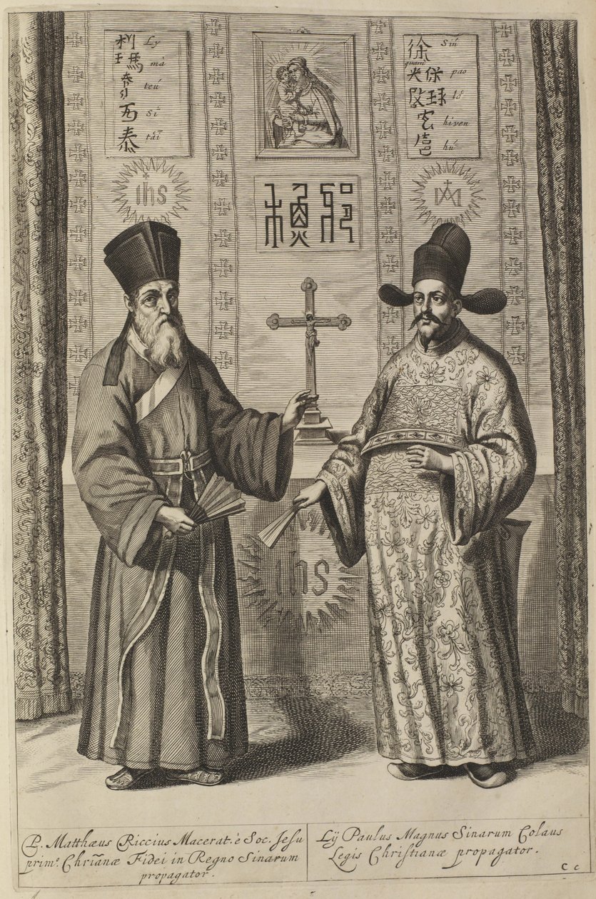 Matteo Ricci og Xu Guangqi. Fra Athanasius Kirchers China Illustrata, 1667 av Athanasius Kircher