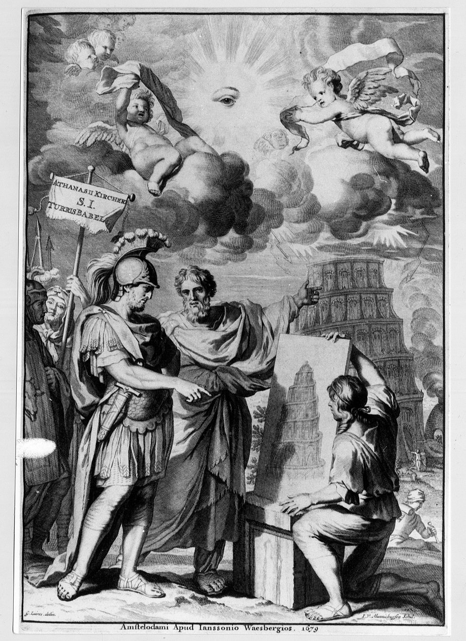 The Tower of Babel - The Tower of Babel - in "" Turris Babel"" av Athanasi Kircheri, Amsterdam av Athanasius Kircher