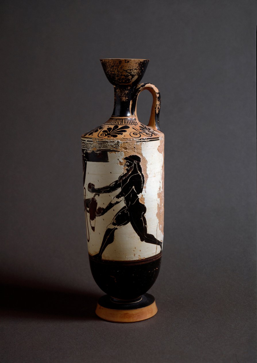 Gresk kunst: "" Herakles og Atlas"" Atlas detalj. Lekythos (lecyth) hvit realisert av maleren av Athena (450-400 f.Kr.). Athen, Nasjonalt arkeologisk museum av Athena Painter (workshop of)
