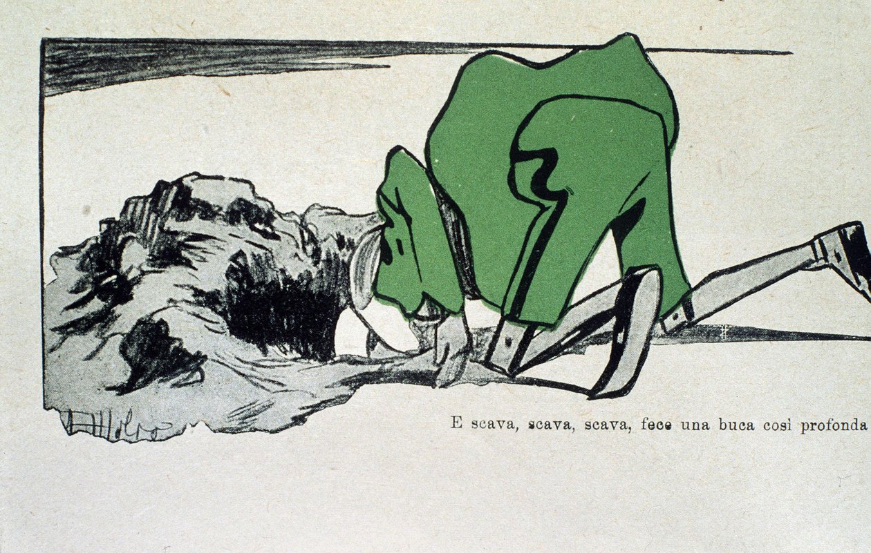 Illustrasjon av Attilio Mussino (1878–1954) til eventyret «Pinocchios eventyr» av Carlo Collodi. av Attilio Mussino