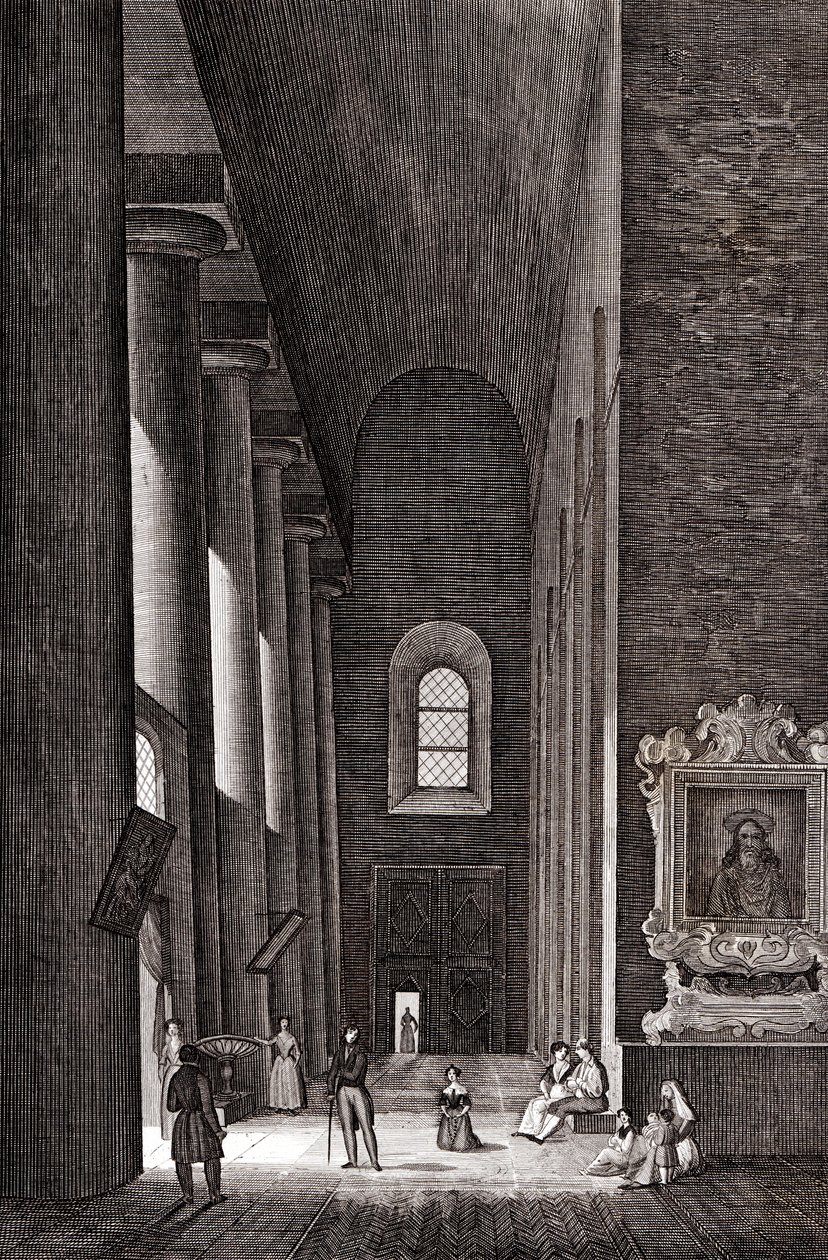 Sidegang til katedralen Nativita di Maria Santissima i Syracuse, Sicilia, Italia, kobbergravering, ca. 19x29 cm av Attilio Zuccagni Orlandini