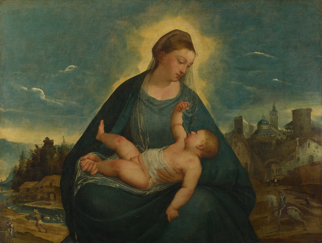Madonna og barnet av Attributed to Bernardino da Asola
